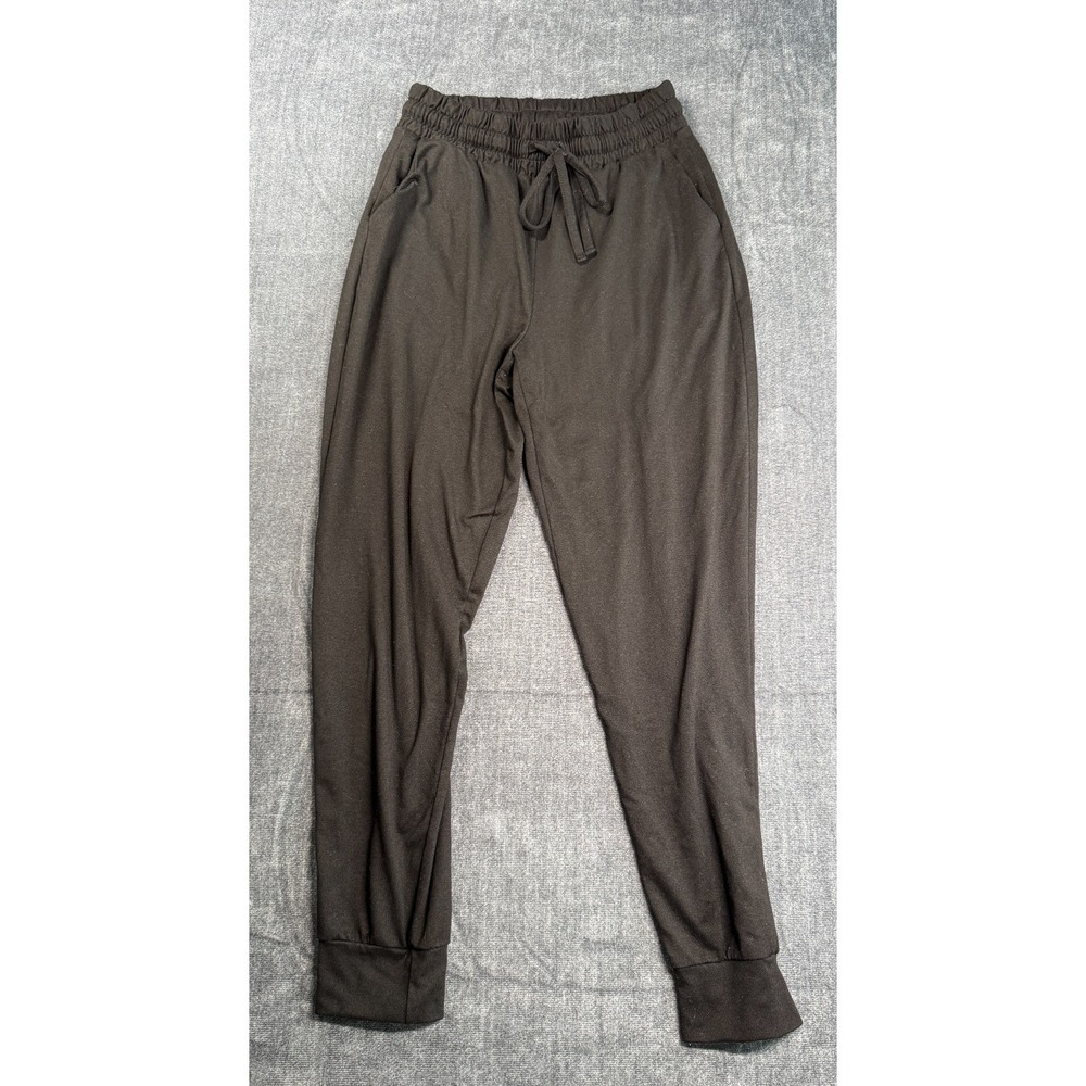 Zenana Jogger Pants Womens Small Black Slash Pockets Drawstring Waist Activewear